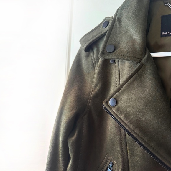 NWT Banana Republic Khaki Moto. Vegan Suede Jacket. Size S - Picture 4 of 13
